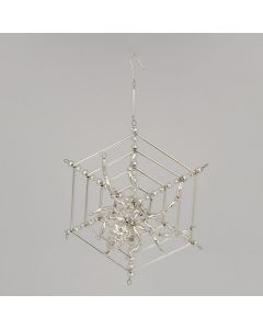 Spinne im Netz aus Glasperlen, 13 cm, silber, handgefertigt