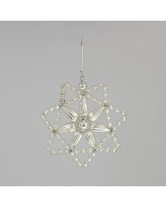 Stern aus Glasperlen, 7 cm, silver