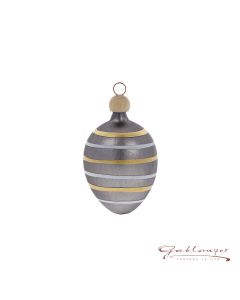 Easter Egg,  5,5 cm, grey with stripes