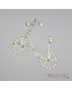 Fahrrad aus Glasperlen, 10 cm, silber