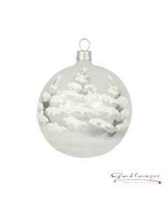 Christmas Ball made of glass, 8 cm, snowy trees