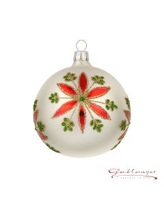 Christbaumkugel aus Glas, Weihnachtsstern, 8 cm, weiß