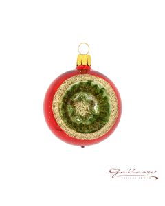 Christmas Ball made of glass, 6 cm, red with green reflector