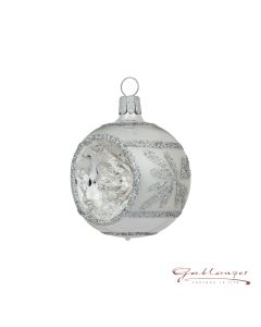 Christbaumkugel aus Glas, 6 cm, silber mit Reflektor