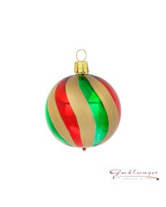 Christmas Ball made of glass, 6 cm, red-gold-green
