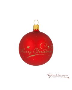 Christbaumkugel aus Glas, 6 cm, rot, Merry Christmas