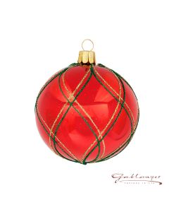 Christmas Ball made of glass, 8 cm, red with glitter