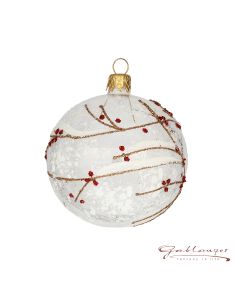 Christmas Ball made of glass, 8 cm, transparent with golden branches