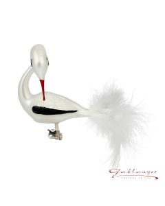 Bird made of glass, cm, Stork with feathertail, 