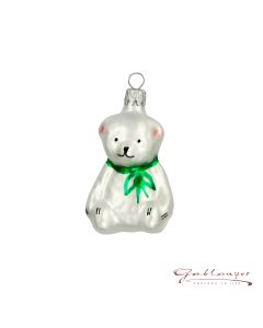 Glass figure, little Bear with mesh, cm, white