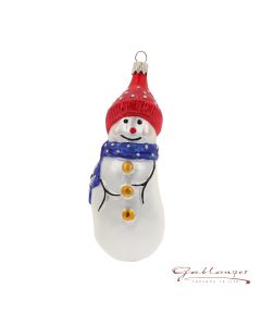 Glas figurine, Snowman with hat and scarf, 14 cm