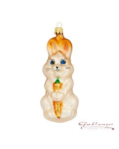 Figurine made of glass, bunny with carrot, 13 cm
