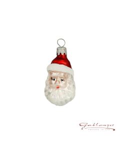 Glasfigur, Miniatur, Weihnachtsmann-Kopf, 5 cm