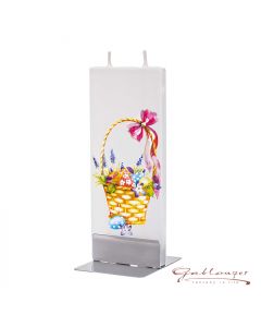Elegant flat candle "Easter Basket" with 2 wicks and holder, handmade, non-drip