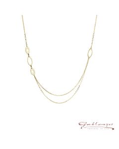 Necklace oval rings, gold plated, 42 cm